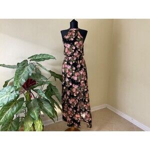 NWT American Eagle Outfitters Dress XXS Black Floral Maxi dress Open Back